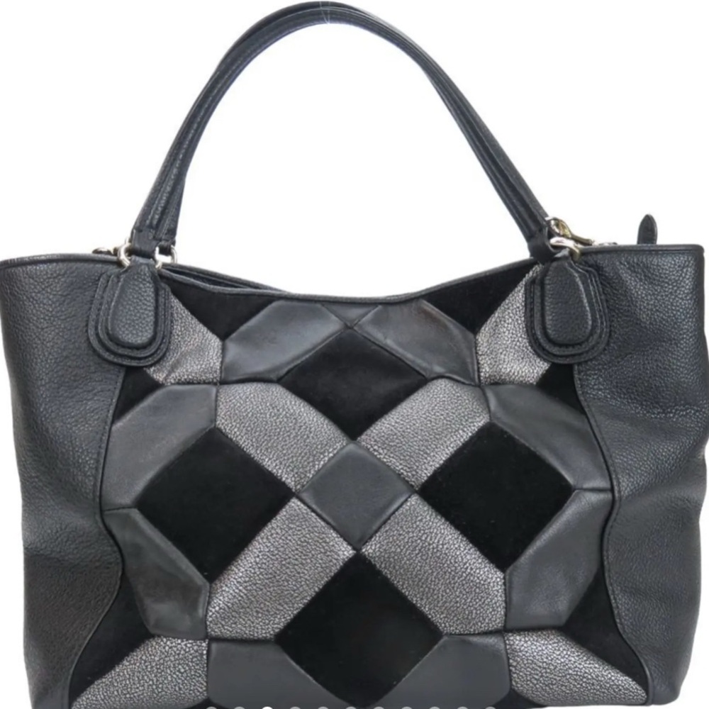 Coach Black and Gray Patchwork Tote